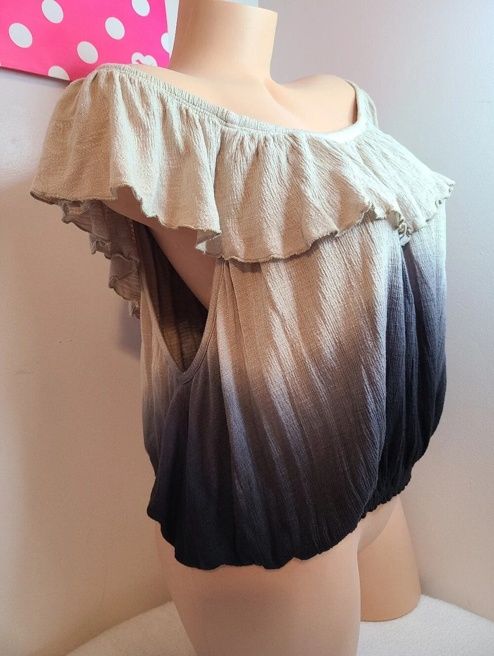 Free People Cora Lee Dip Dye Boho Ruffle Off-the-shoulder Top Size XS